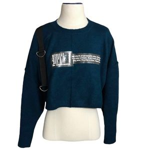 SHOWOFF Peacock Blue Cropped Sweater